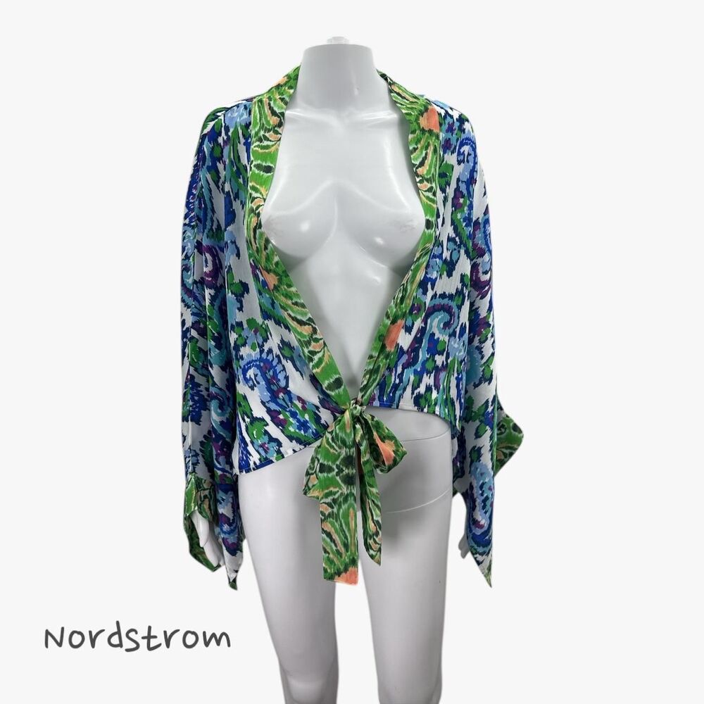 Nordstrom Rack Women's Mesh Long Sleeve Cover Up in Paisley Size OS Summer Glam